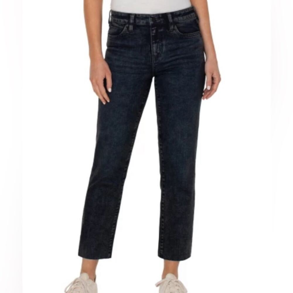 Liverpool Los Angeles Non Skinny Cut Hem Relaxed Fit Straight Jeans Raven Size 4